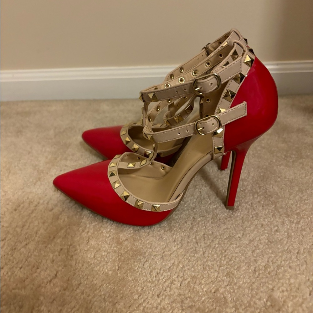 SEXY STUDDED RED STILETTO HEELS